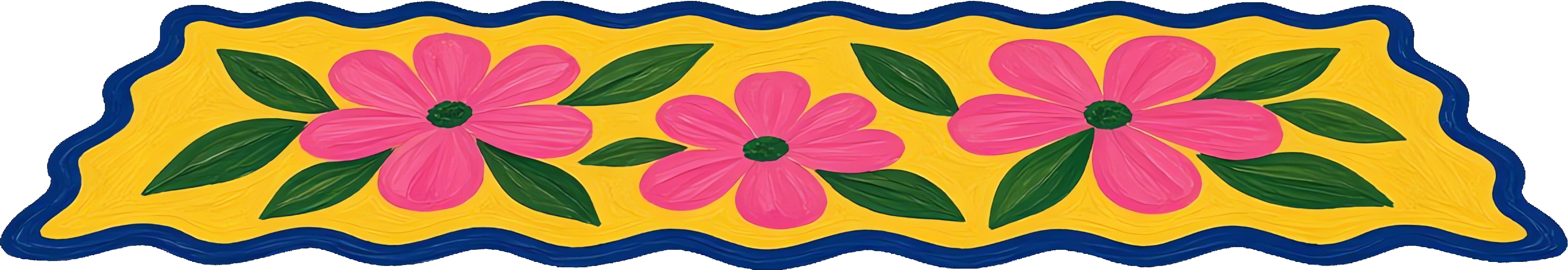 A yellow floral rug.